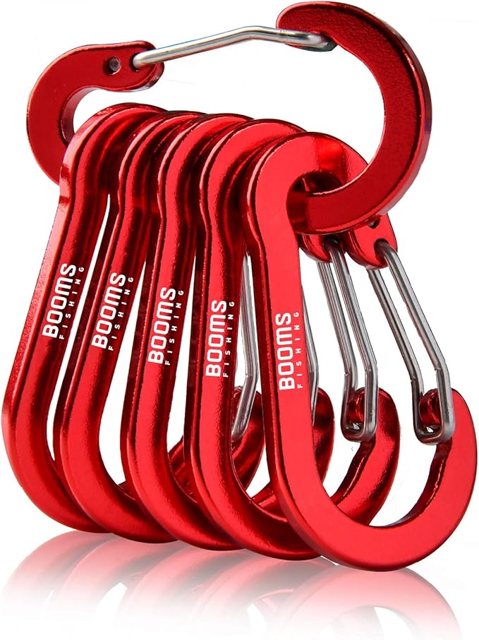 Booms Fishing CC1 Multi-Use Carabiner Clip, 6 Pack Small Caribeener Clips, Mini Keychain Caribeaner Clip 2 inch, Aluminum D Ring Carabiners, Multi-colored