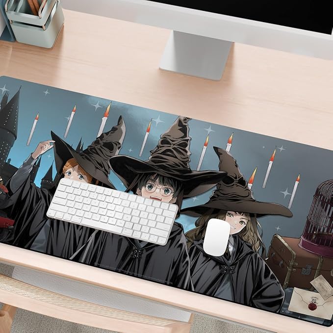 Head Case Designs Officially Licensed Harry Potter Ron, Harry, Hermione Graphics 37.4 x 15.75 x 0.16 inches (900 x 400 mm) - XL Gaming Office Desk PC Keyboard Mouse Mat Pad