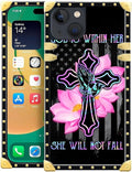 Compatible with iPhone 14 Case, Praying Cross Hands Luxury Golden Decoration for Girl Women Soft TPU Shockproof Protective Hard PC Back for iPhone 14