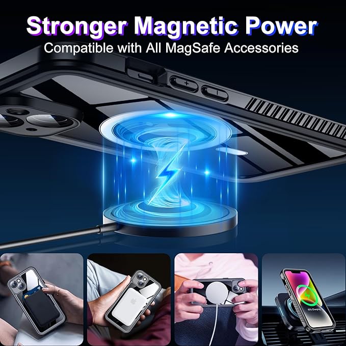 Red2Fire 2024 New Designed for iPhone 14 Case Waterproof,[Compatible with MagSafe][Built-in Camera & Screen Protector][Full Body Shockproof][IP68 Waterproof][Dustproof] Phone Case 6.1"