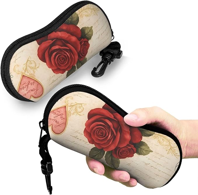 Watercolor Orca Whale Glasses Case Neoprene Portable Zipper Eyeglass Bag With Hook