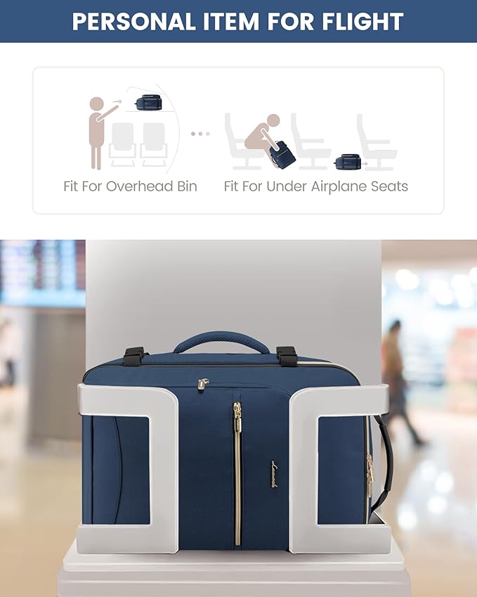 LOVEVOOK Travel Backpack for Women & Men 50L,Airline Approved Carry On Backpack Travel Essentials,TSA Carry on Luggage,Waterproof Personal Item Travel Bag,Suitcase with 3 Packing Cube,Blue green-Black