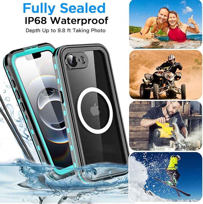AICase for iPhone 17e/iPhone 16e Case Waterproof with MagSafe Snowproof,Dustproof and Shockproof,IP68 Certified Real 360 Full Body Protection Fully Sealed Underwater Cover for iPhone 17e/16e 6.1"_Blue