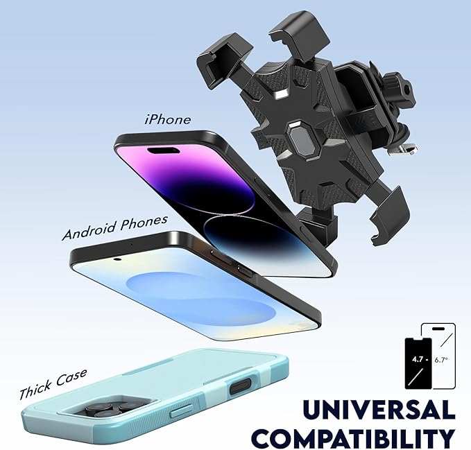 Kayak Phone Holder Mount Quick Install Auto Lock, 360°Adjustable Kayak Phone Holder Compatible with 4.7-7 Inch Phones Kayak Rail Accessories