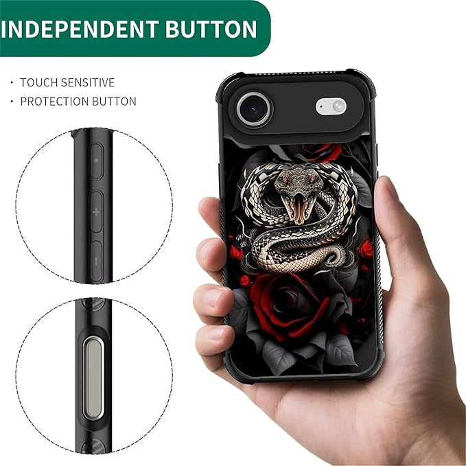 for iPhone 17 Air Case,for MagSafe Graphic Design for Girl Boy Soft Silicone Hard Acrylic Shock Protection Designed for iPhone 17 Air Entwined Rose Snake Pattern