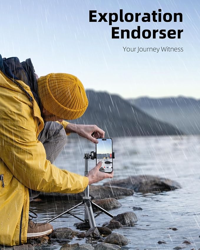 EUCOS Metal 67" iPhone Tripod Stand with Remote & Lightweight Camera Stand, Sturdy Extendable Cell Phone Tripod for iPhone 15 Pro Max 14 13 12/Android