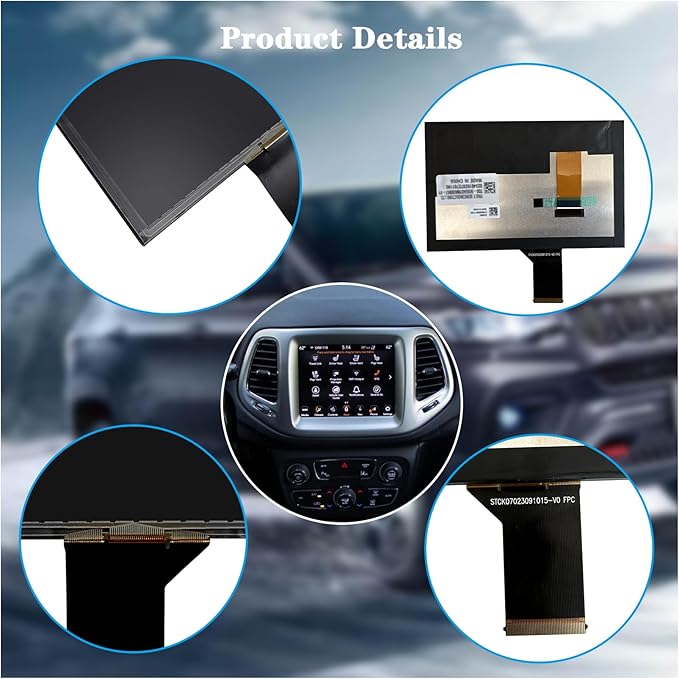 New Replacement 7" LCD Display Fit for Jeep Compass 2017-2020 TDO-WXGA0700K00033-V2 TDO-WXGA0700K00057-V1 LMB-K00057BL (7 Jeep LCD)