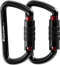 FresKaro 3inch 12kN-2698lbs Auto Locking Carabiner Clips, Solid D Shape, Heavy Duty 7075 Aluminum, Lightweight 1.09oz, Rust Proof, for Hammock, Hiking, Dog Leash, Keychain etc., Multi-Colors