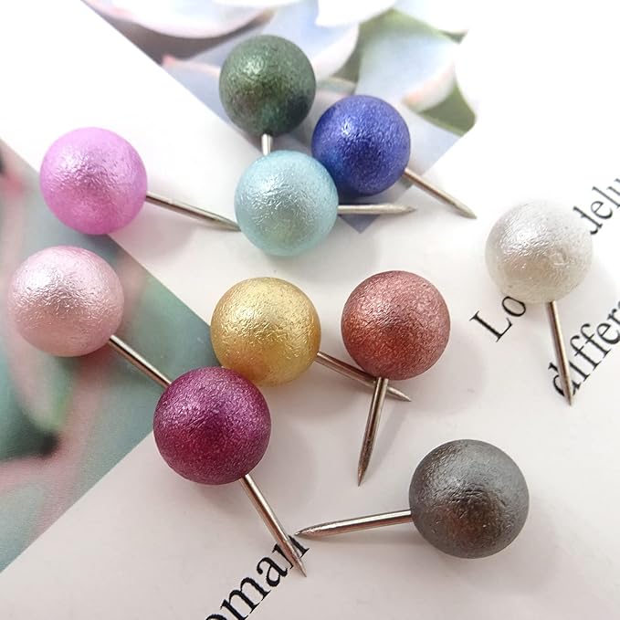 Honbay 100PCS Multi-Color Pearl Push Pins Plastic Round Head Thumb Tacks with Case for Map Bulletin Board Cork Board Calendar Photo Wall Office (Diameter: 10mm)