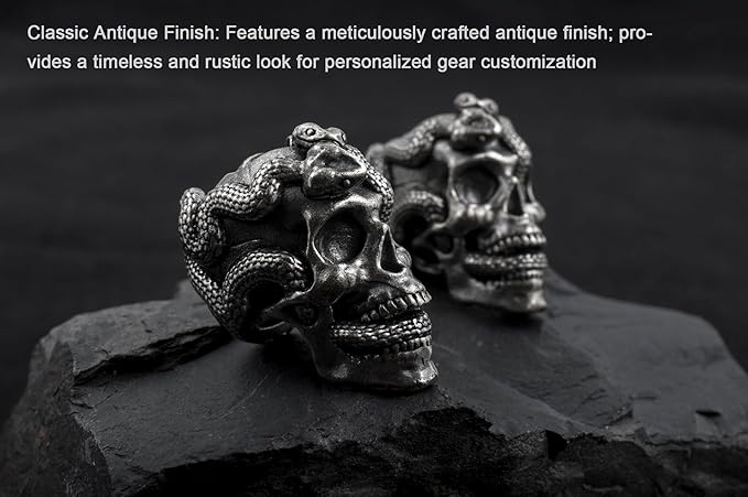 Skull Paracord Bead, Copper, 0.75x0.56x0.78 inches, for Crafting Lanyard Keychains