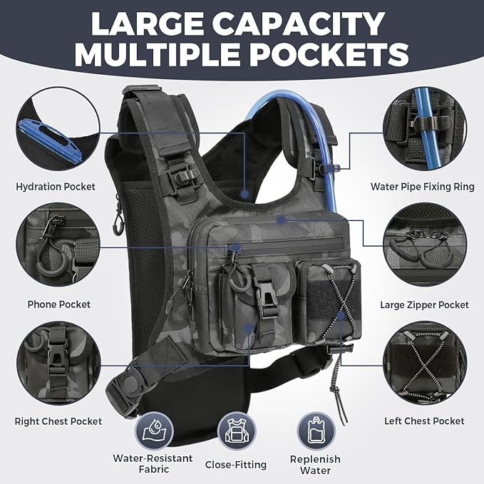 Criuage USA Original Patent Running Hydration Vest Backpack, Lightweight Chest Pack with 2.0L Water Bladder Bag Daypack for Hiking Running Cycling Race Marathon for Women Men