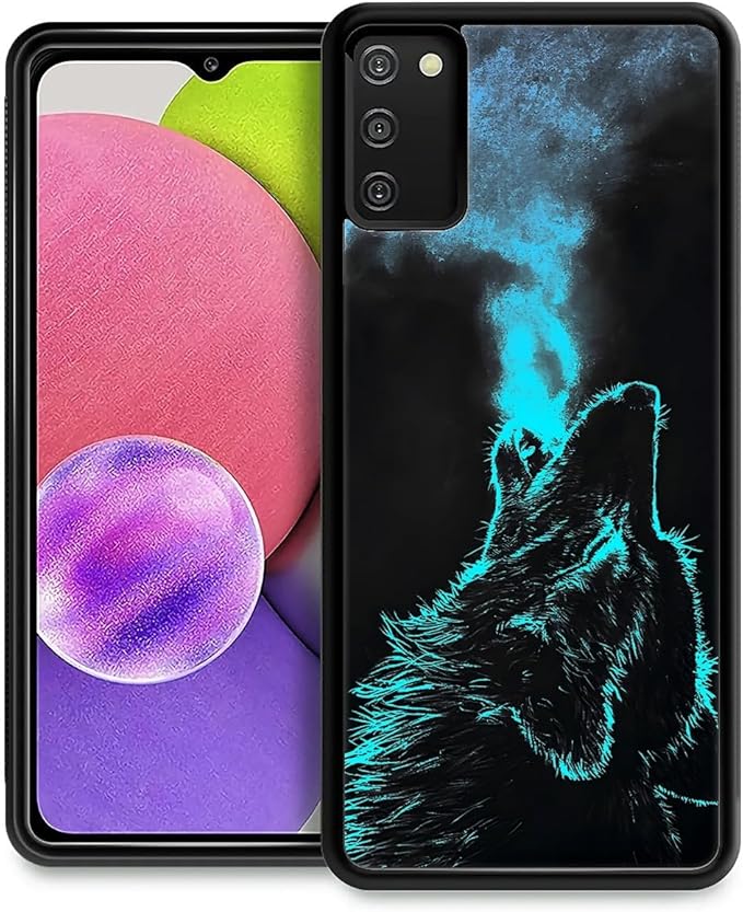 for Samsung Galaxy S20 FE Case, Blue Breathing Wolf Pattern Graphic Design Girl Boy Soft Silicone Hard Acrylic Shock Protection for Samsung Galaxy S20 FE