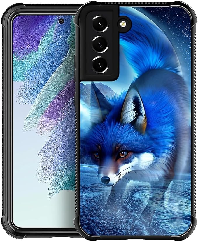 for Samsung Galaxy S21 Plus Case, Snowy Mountain Fox Lake Pattern Graphic Design Girl Boy Soft Silicone Hard Acrylic Shock Protection for Samsung Galaxy S21 Plus