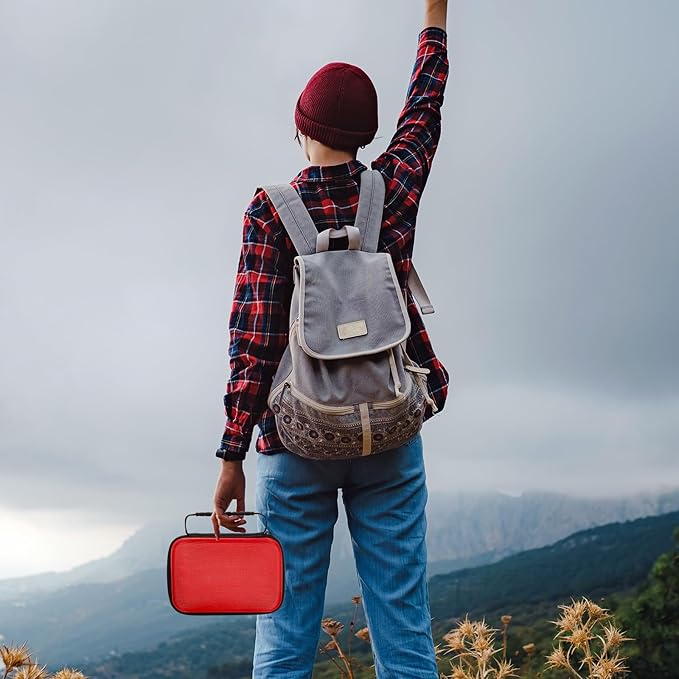 Relaxweex EVA Hard Case with Customizable Foam 13.5 x 9.8 x 5.5 Inchprotective EVA Carrying Case Shockproof Outdoor for Camera, Digital Products, Electronic Instruments with Knife, Red