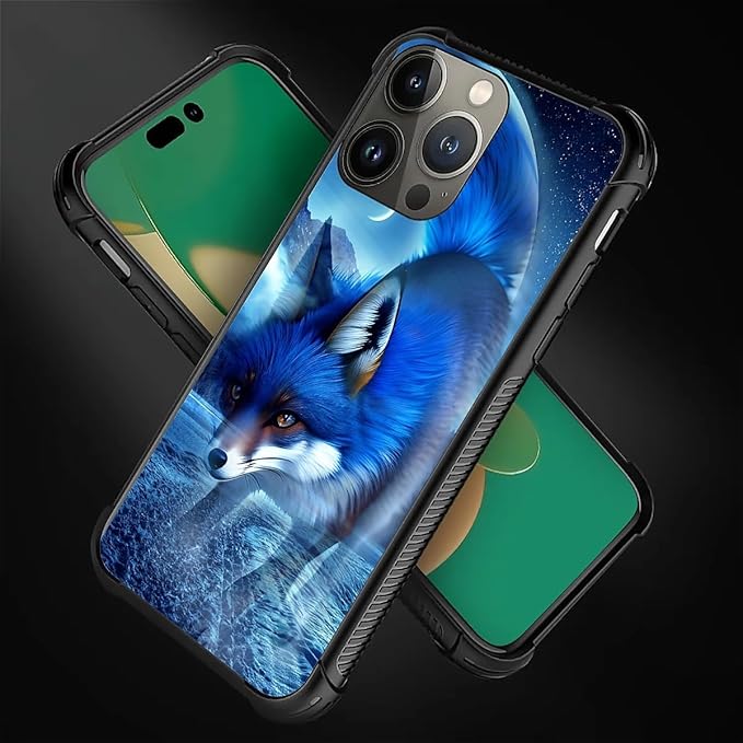 for iPhone 13 Pro Case, Snowy Mountain Fox Lake Pattern Graphic Design Girl Boy Soft Silicone Hard Acrylic Shock Protection for iPhone 13 Pro