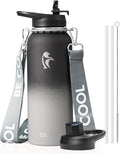 Coolflask Water Bottle with Straw, 40 oz Insulated Metal Water Flask with Straw & Spout Lids, Stainless Steel Double Wall Vacuum, Keep Cold 48h Hot 24h, Leak Proof, BPA-Free, Piano Night