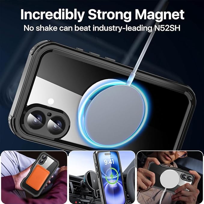 AICase Waterproof Case for iPhone 16 Plus(6.7") with MagSafe Snowproof,Dustproof and Shockproof,IP68 Certified Real 360 Full Body Protection Fully Sealed Underwater Cover for iPhone 16Plus