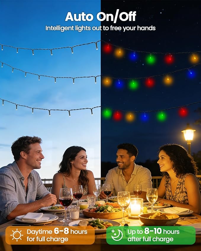 OZS 4 Pack 320LED Solar Christmas String Lights Outdoor, Waterproof 8 Modes Solar Tree Light, Green Wire Christmas Lights Outdoor for Garden, Party, Wedding, Christmas Decorations (Multicolor)