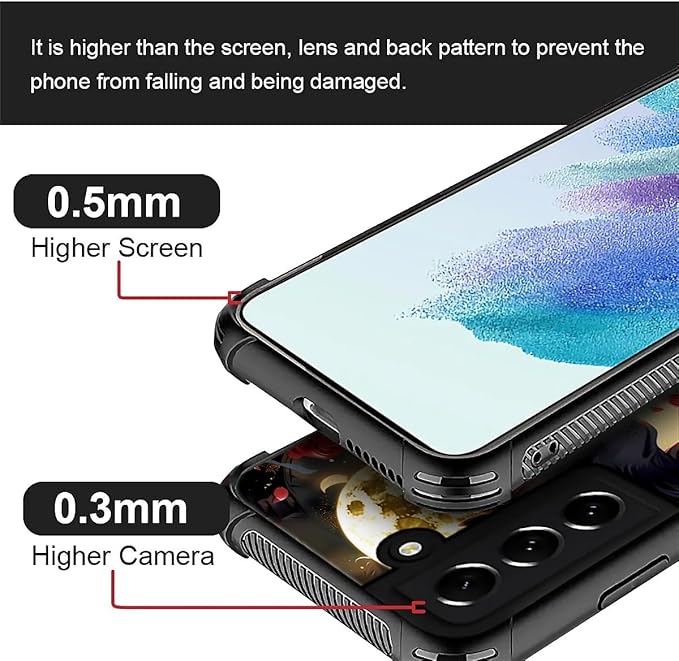 for Samsung Galaxy S21 Plus Case, Black White Wolf Moon Flower Rose Pattern Graphic Design Girl Boy Soft Silicone Hard Acrylic Shock Protection for Samsung Galaxy S21 Plus