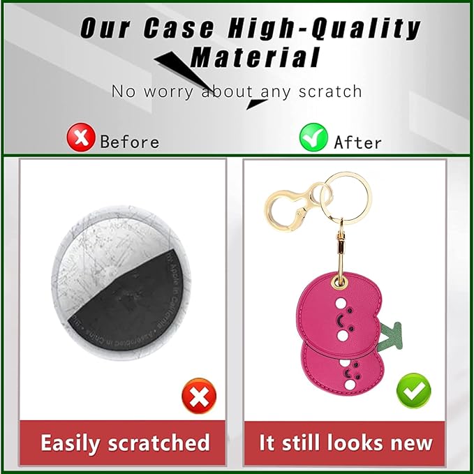 Leather Keychain Holder Case Compatible with AirTag,Cute air tag Cover with Keychain Ring,GPS Tracker Case for Keys