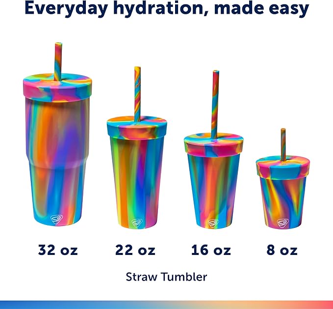 Silipint: 32oz Silicone Straw Tumbler, Unbreakable, Non-Toxic, Dishwasher Safe - Hippie Hops Pack of 1