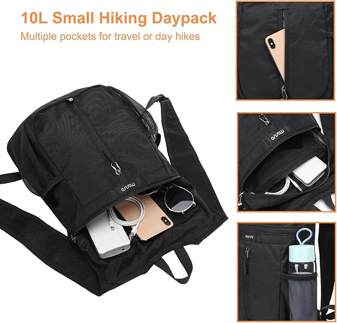 MOSISO Lightweight Hiking Daypack Small Packable Travel Hiking Backpack, Foldable Shoulder Bag with Front Vertical Pocket