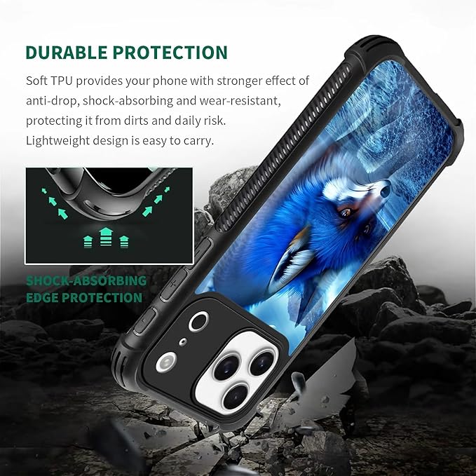 for iPhone 17 Pro Max Case,for MagSafe Graphic Design for Girl Boy Soft Silicone Hard Acrylic Shock Protection Designed for iPhone 17 Pro Max Snowy Mountain Fox Lake Pattern