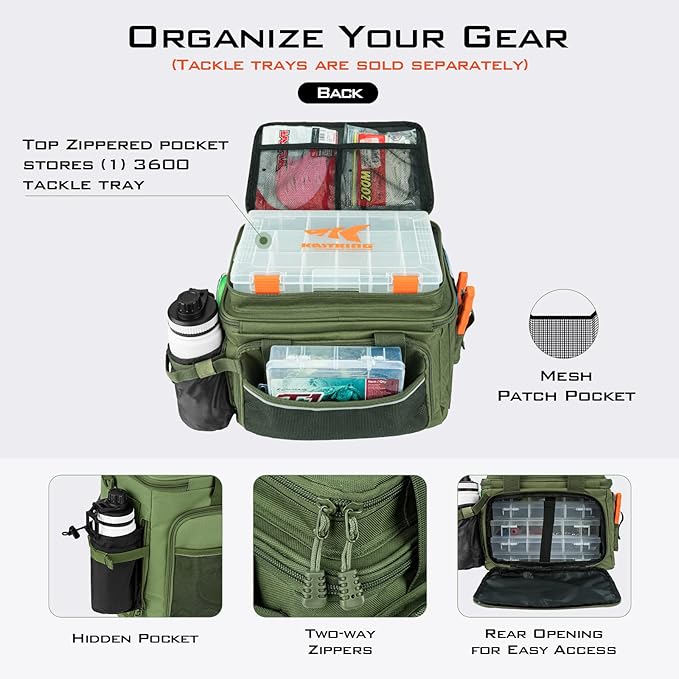 KastKing Fishing Tackle Bags - Saltwater & Freshwater Fishing Bags - Water Resistant, Padded Shoulder Strap - Gear Storage