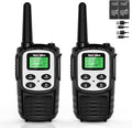 MaxTalker Walkie Talkies Long Range for Adult, MT10 Rechargeable Walkie Talkies FRS Two Way Radio, NOAA, 1200mAh Li-ion Battery USB-C Cable, LED Flashlight,VOX Walkie Talkie for Camping 2Pack (Silver)