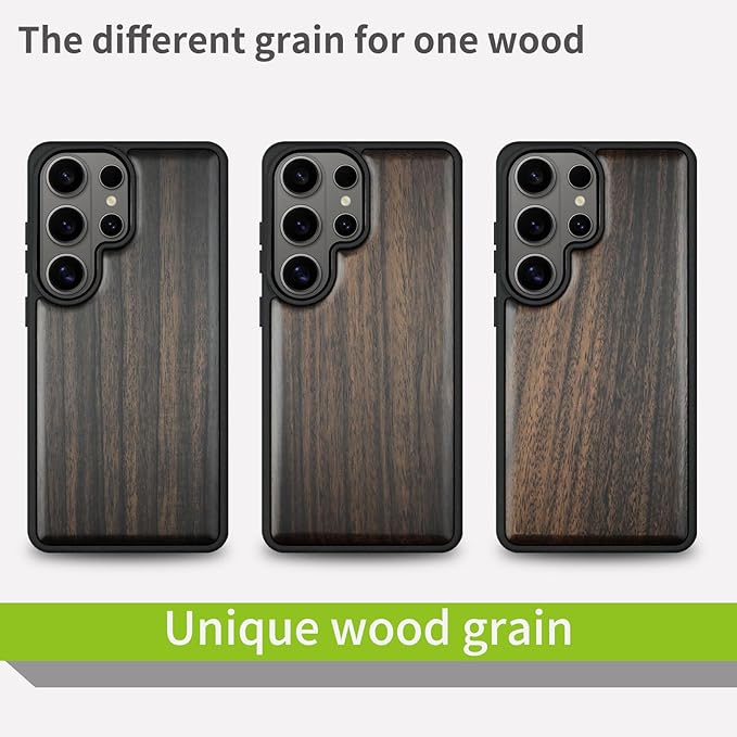 Carveit Magnetic Wooden Case for Samsung Galaxy S26 Ultra Case 2026, TPU Shockproof Cover & Wood Artisan Engraved, Compatible with MagSafe Wireless Chargers (Cherry Blossom with Mount Fuji) Blackwood
