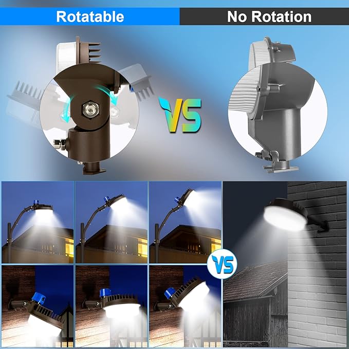 ledmo 120W LED Barn Light Dusk to Dawn Adjustable Angle with Mountiong Arms 18000LM Outdoor Lighting Yard Light with Photocell 5000K Brightset IP65 Waterproof Security Flood Lights