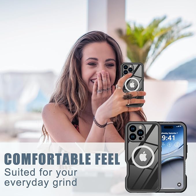 for iPhone 16 Pro Case Waterproof, [Shockproof] [Dustproof] [IP68 Waterproof] Full-Body Hard Case Built-in [Lens Screen Protection] for Diving Case (Black, for iPhone 16 Pro 6.3in)