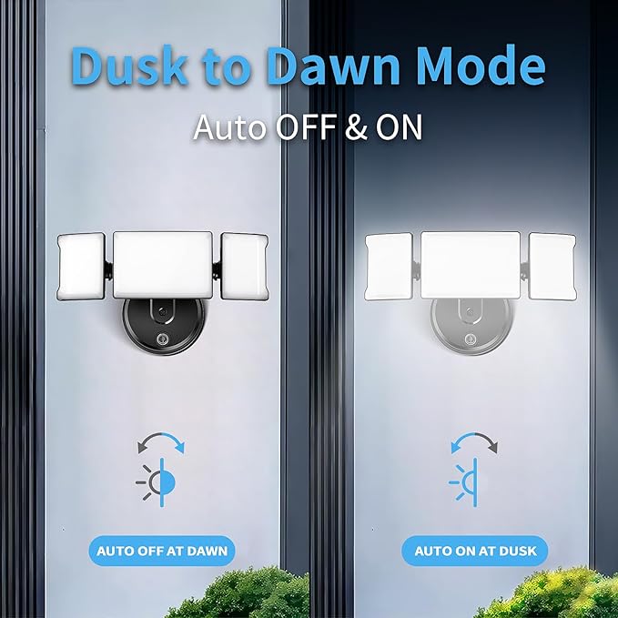 Olafus 80W Flood Lights Dusk to Dawn Outdoor Lighting, IP65 Waterproof LED Security Light with Photocell, 8000LM Dusk Dawn Outside Light, 6500K Black Exterior Floodlight for Yard, Garden, Porch