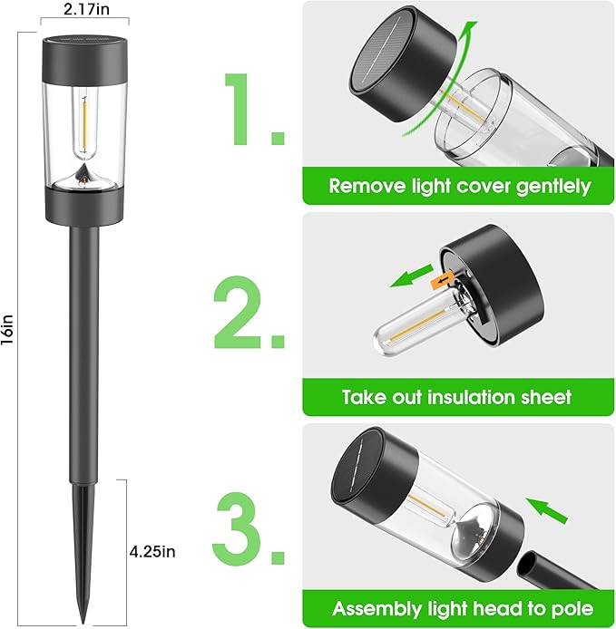 Eyrosa Solar Lights Outdoor, 12 Pack Waterproof Solar Landscape Lighting for Pathway Garden Yard Path Walkway Driveway Lawn Patio Outside Decor, Warm White