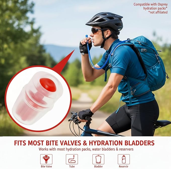 6PCS Silicone Bite Valve Replacement Nozzles, Bite Valve Replacement Sheath for Water Bladder Reservoirs, Hydration Pack Bite Valve Sheath Safe Nozzle Mouthpiece Replacement Compatible with Osprey