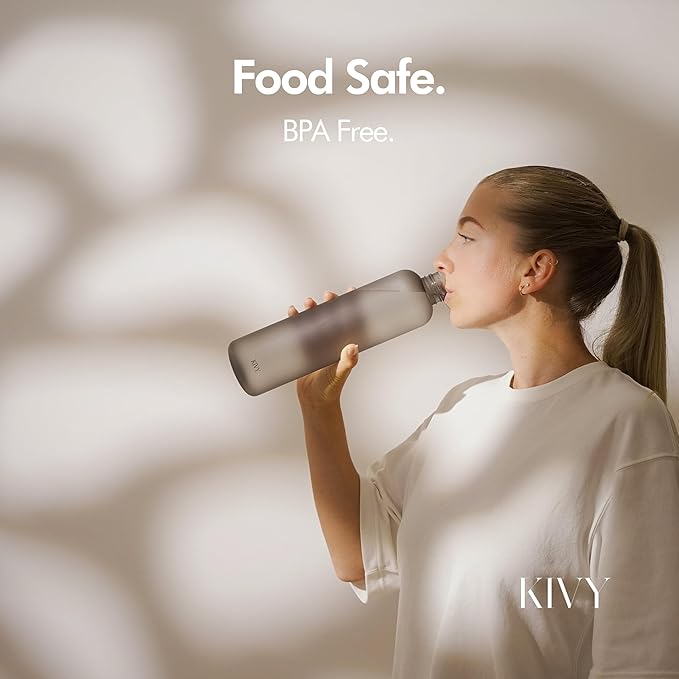 KIVY Slim Water Bottle 32oz [Lightweight & Shatterproof] - Reusable Tritan Water Bottle - Leak Proof Bottle for Women & Men - Coral Red Water Bottle BPA Free