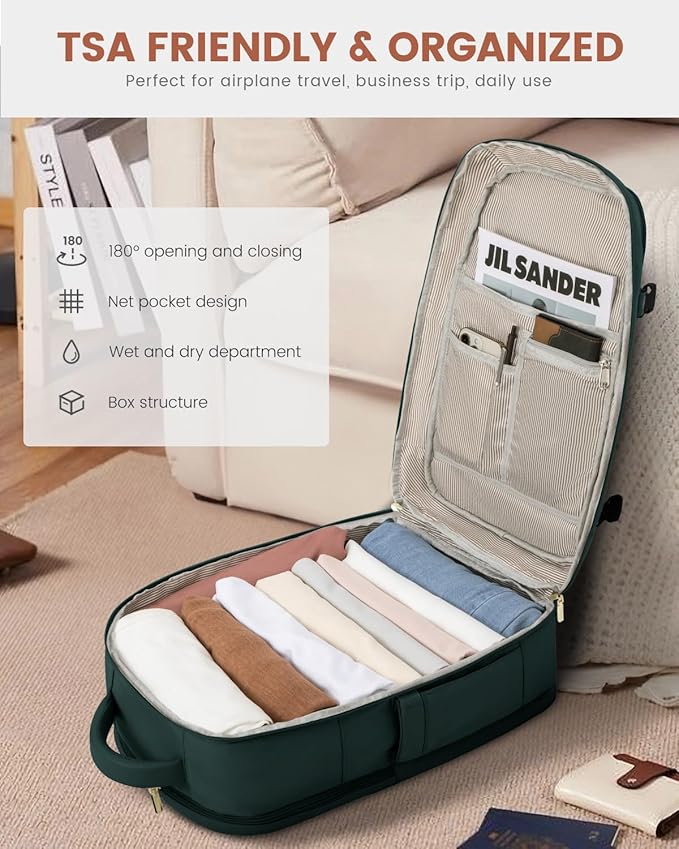 LOVEVOOK Carry On Travel Backpack For Women Flight Approved, 50L Personal Item Travel Bag for Airplanes, Business Weekender Fit 18 Inch Laptop, Waterproof Overnight Daypack with 3 Cubes