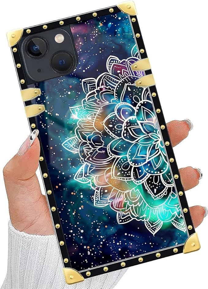 Compatible with iPhone 15 Case, Starry Sky Colourful Mandala Luxury Golden Decoration for Girl Women Soft TPU Shockproof Protective Hard PC Back for iPhone 15