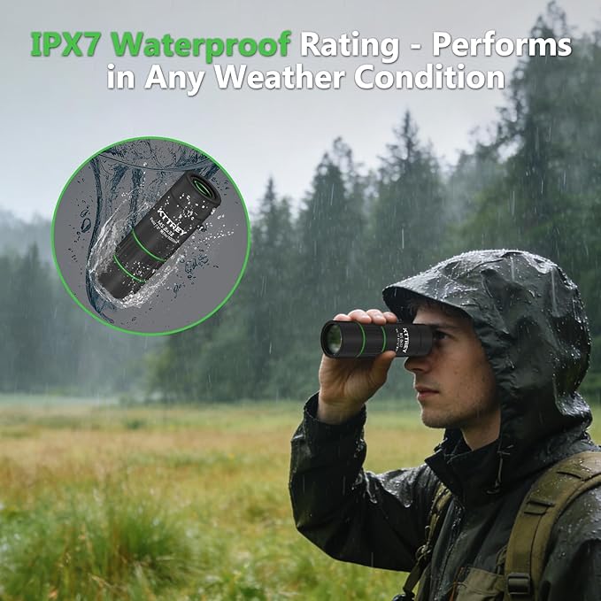 8x32 Monocular Telescope for Adults, High Power BAK4 Prism FMC Coating IPX7 Waterproof Compact Scope for Bird Watching Hunting Hiking Travel Gift with Carrying Case