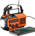 FosPower NOAA Emergency Weather Radio A6 19240mWh Portable Power Bank, AM/FM, USB/Solar/Hand Crank Charging, Battery Operated, SOS Alarm & Flashlight for Indoor/Outdoor Emergency - Orange