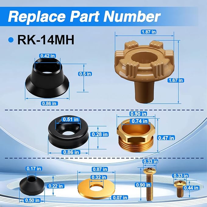 Outside Wall Faucet Repair Kit Compatible with Woodford Model 14 18, Sillcock Metal Wheel Handle Repair Kit Replace# RK-14MH