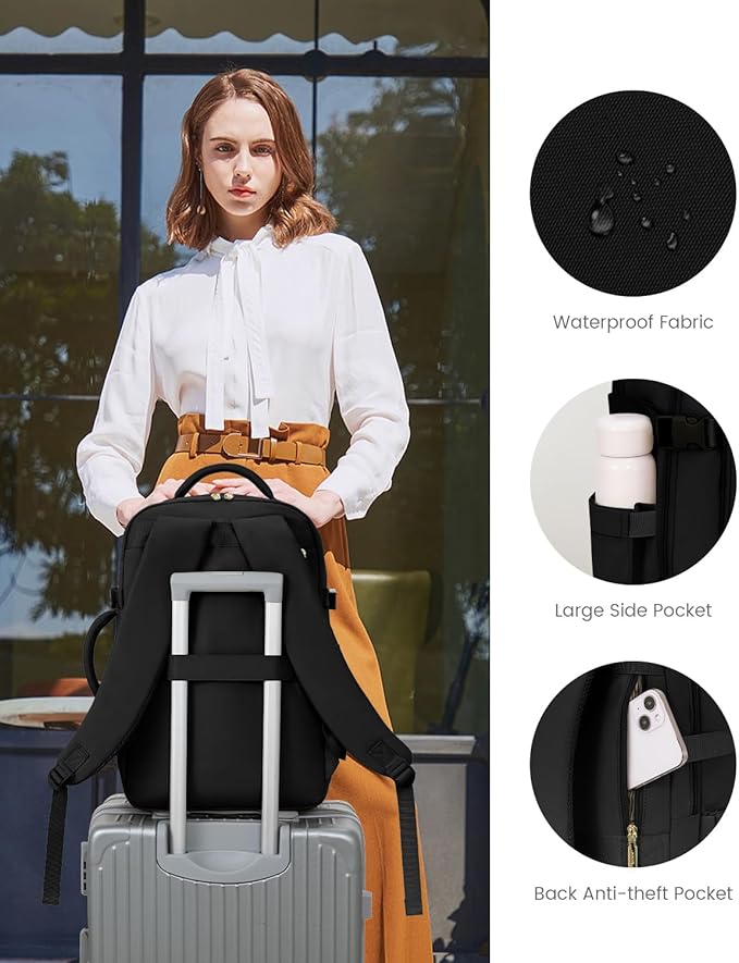 LOVEVOOK Carry On Travel Backpack For Women Flight Approved, 50L Personal Item Backpack Flight Approved, TSA Travel Bag Fit 18 Inch Laptop, Business Weekender Overnight Waterproof Daypack with 3 Cubes