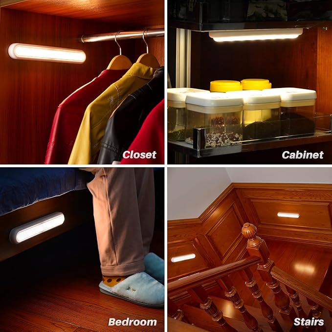 STAR-SPANGLED 11” Motion Sensor Lights Indoor AA Battery Operated, Stick on LED Light for Closet, Stairs, Under Cabinet, Kitchen, Warm White, 2 Pack