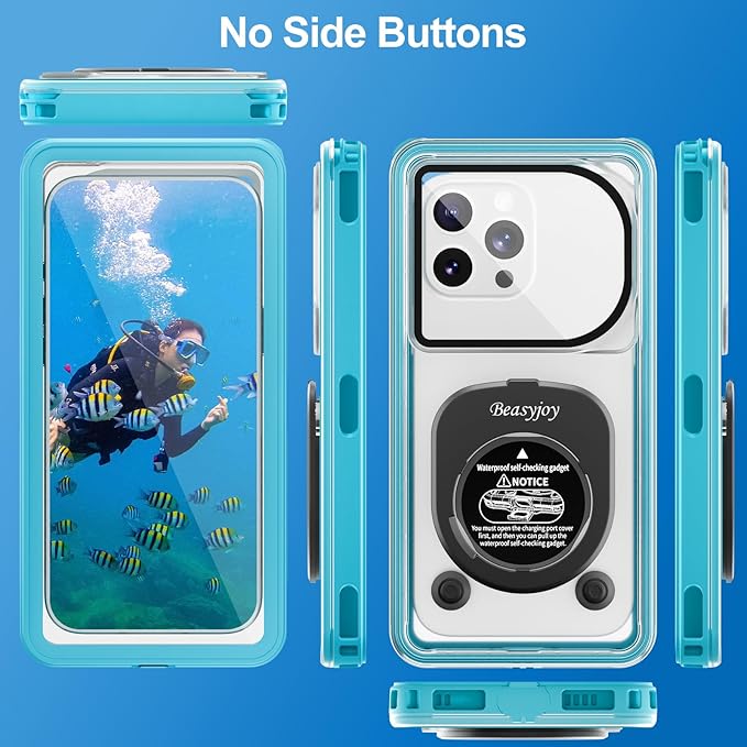 Beasyjoy Waterproof Phone Case, Underwater Phone Case for Snorkeling, Universal IPX8 Diving Pouch with Lanyard for iPhone Samsung Google Moto Series-[NOT Fit Snugly] [Touchscreen Operated Only]- Blue
