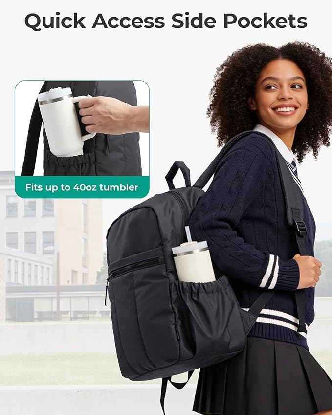 BAGSMART Backpack for Women, Travel Backpack with Large Side Pocket, 15.6 Inch Work College Backpack Purse, Waterproof Business Teacher Laptop Bag, Green