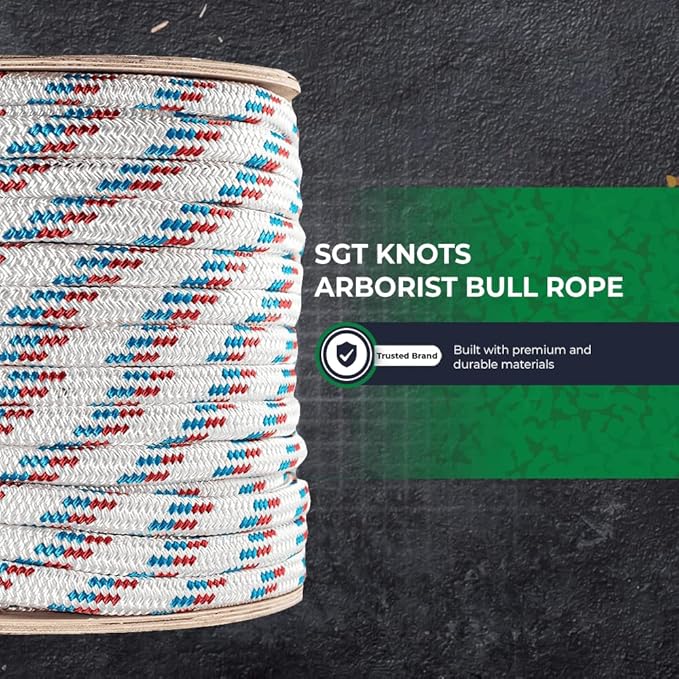 SGT KNOTS Arborist Double Braided Polyester Rope - Heavy Duty Tree Pulling Rope, Rigging, Tree Ropes, Arborist Pulling, Felling, Sailing, Industrial Rigging (7/8 in. x 150 ft) White