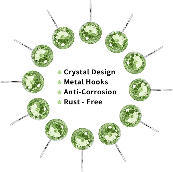 MitoVilla Sage Green Shower Curtain Hooks Rings, Metal Shower Hooks for Shower Curtain Liner, Sage Green Rust Proof Shower Rings for Curtain Accessories and Bathroom Shower Rod, 12 Pack Bathroom Set