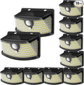 Aootek New Solar Motion Sensor Lights 120 LEDs with Lights Reflector,270° Wide Angle, IP65 Waterproof, Step Lights for Front Door, Yard, Garage, Deck (Black, Daylight White, 12-Pack)