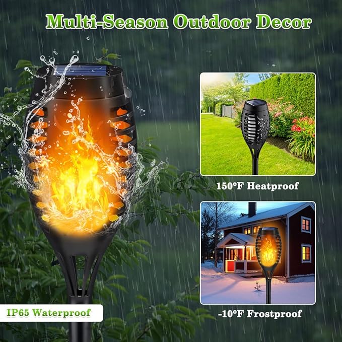 LNRYY Outdoor Solar Lights, 12Pack Solar Torch Light with Flickering Flame, Solar Garden Lights Waterproof for Outdoor Decorations, Flame Torches for Outside, Outdoor Lighting for Pathway Yard Decor