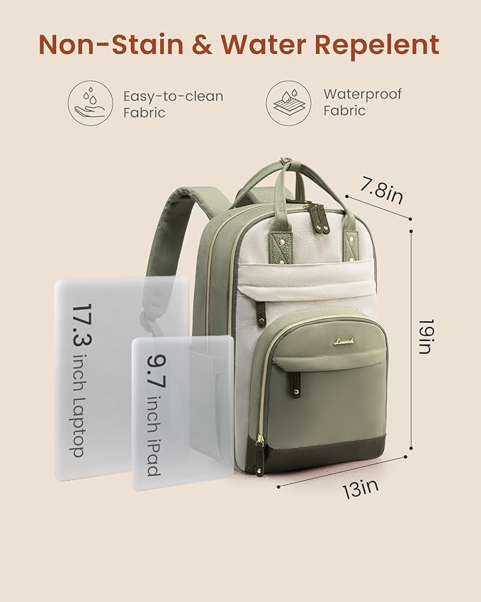 LOVEVOOK Laptop Backpack Women with Giant Tumbler Holder Pocket,17.3 inch School College Book Bag Nurse Teacher Backpack,Work Travel Backpack Laptop Computer Bag,Light purple-Off-white-Pinkish purple